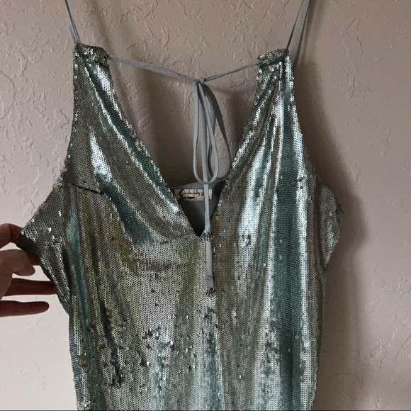 NEW Free People Double Take Sequin Dress Light Blue M - Picture 4 of 12